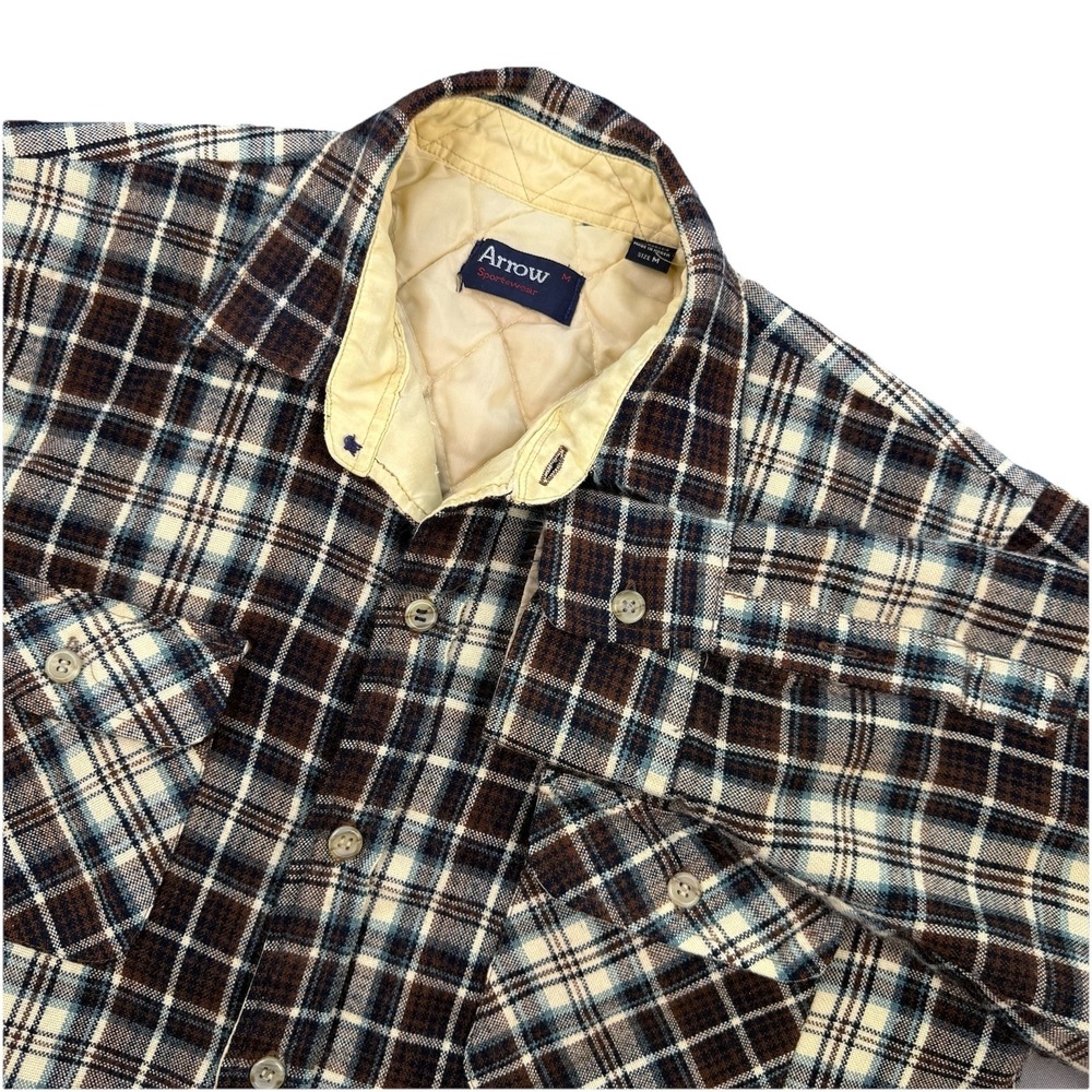 Vintage Arrow Sportswear Plaid Button Up Acrylic Flannel Shirt Size Medium